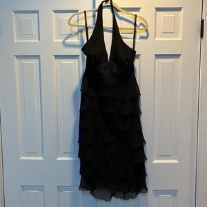 Black Tiered Halter Dress
